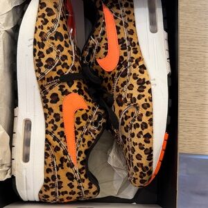 Collectors Nike Leopard Print Sneakers with Bright Orange Swoosh